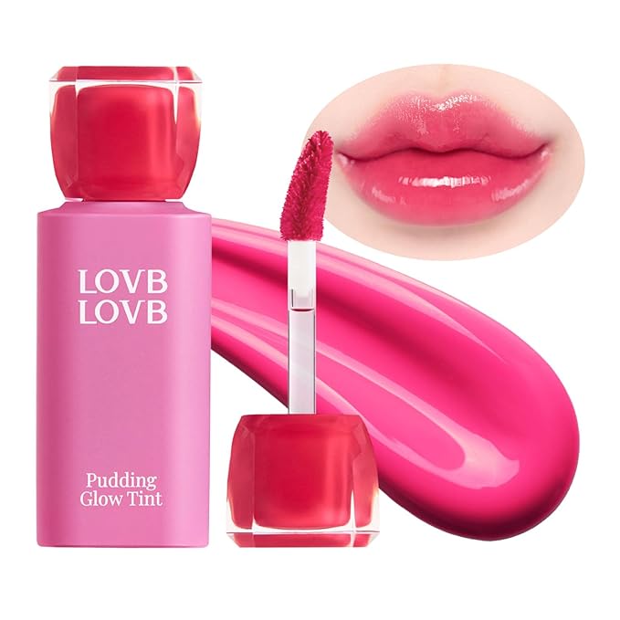 Pudding Glow Korean Lip Tint | Natural Lip Stain | Gloss to Stain | Long-Lasting & Non-Sticky | Lightweight Lip Tint | 0.14 oz. (03 CANDY BERRY)