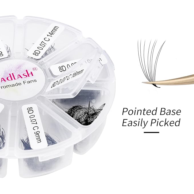 Premade Fans Eyelash Extensions 1000pcs Promades Eyelash Volume Lash Extensions Pointed Base Loose Fans Premade Lash Extensions Fans Handmade Pre Made Volume Lashes Mix (8D-0.07C, 9-16mm)