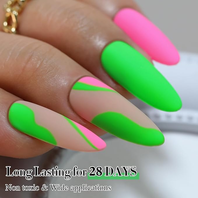 Double Rhythm Gel Polish 15ML Jelly Sheer Pastel Light Milky Color Pearl White Bottle 1 PC 0.5 OZ Full Size Nail Art Salon at Home (Neon Green-D1042)