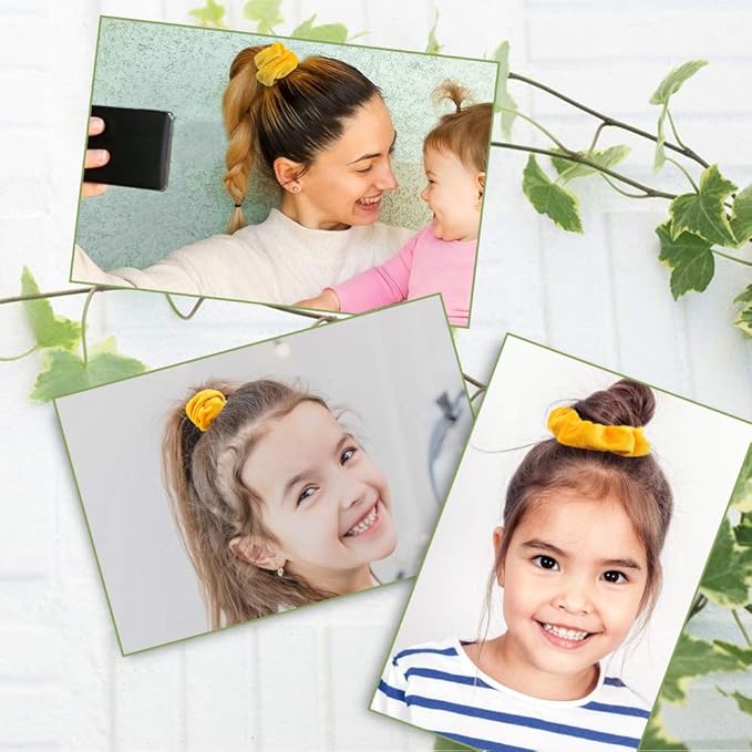 Didder 20 Pcs Hair Scrunchies Solid color Soft Scrunchies Hair Ties Yellow Velvet Scrunchy Elastics Bobbles Ropes Scrunchie Hair Bands for Women Girls