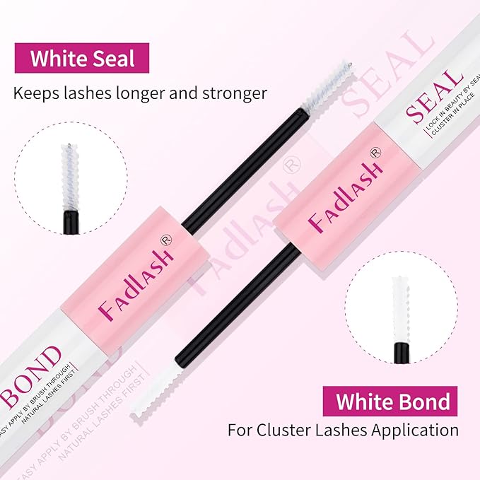 FADLASH Lash Bond and Seal Lash Glue Waterproof 10ml Eyelash Bond and Seal for Eyelash Clusters Super Strong Hold 48-72 Hours Eyelash Glue Clear