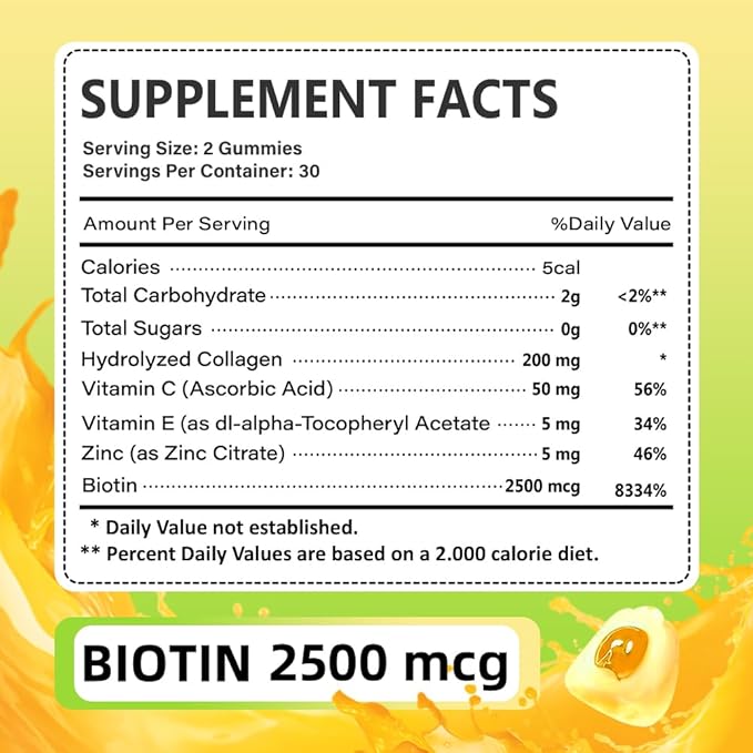 Fitfido Collagen Gummies with Multi-Collagen Peptides, Vitamin C, Zinc and Biotin - for Thick Hair, Strong Nails & Healthy Skin - Sugar Free & Vegan (Lemon Flavor, 60 Counts)