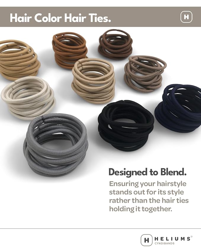 Cyndibands Elastic Hair Ties – Light Brown - No Damage 4mm Ponytail Holders for Women & Kids, 24-Pack Hair Elastics in Neutral Colors