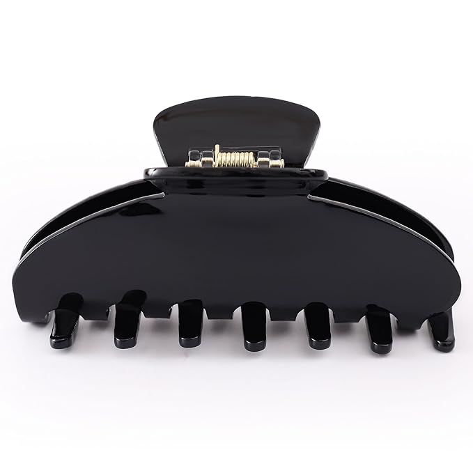 Big Hair Claw Clips for Thick Hair, Acetate Nonslip Large Black Hair Clips, Celluloid Butterfly Jaw Clips, Strong Hold for Women