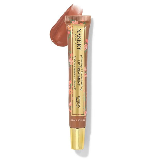 Nakery Plumping Lip Treatment for Dry Cracked Lips - Line Smoothing Lip Plumper for Women with Hyaluronic Acid Serum for Lips - Non Sticky Lip Gloss Plumper for Petal Soft Lips – Espresso Martini