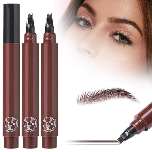 2026 Upgraded Magic Eyebrow Contouring Pencil, 3D Waterproof Microblading Eyebrow Pencils for Women, 4 Tipped Precise Medium Fine Brown Black Eye Brow Pen for Natural Makeup Eyebrow (dark brown 2PCS)