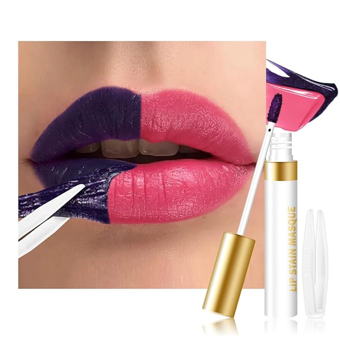 evpct Cool Rose Peel Off Lip Stain Tints with Tweezer, Matte Lipstick Lip Stain Gloss Long Lasting Waterproof for Women, Non-stick Cup Lipstick Peel Off High Pigmented 24 Hrs Original Lips Stains, 11