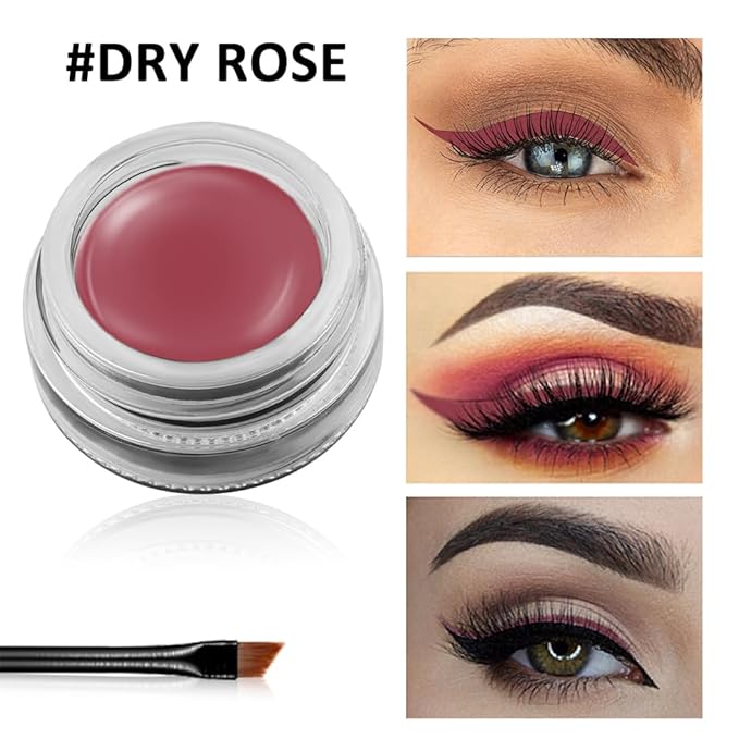 Erinde Rose Mauve Gel Eyeliner, Waterproof Long Lasting Cream Eyeliner Gel Pot, High-Intensity Pigments Smudge-Proof Eye Liner Makeup, Water-Resistant Eye Liner with 2PCS Brushes, 07