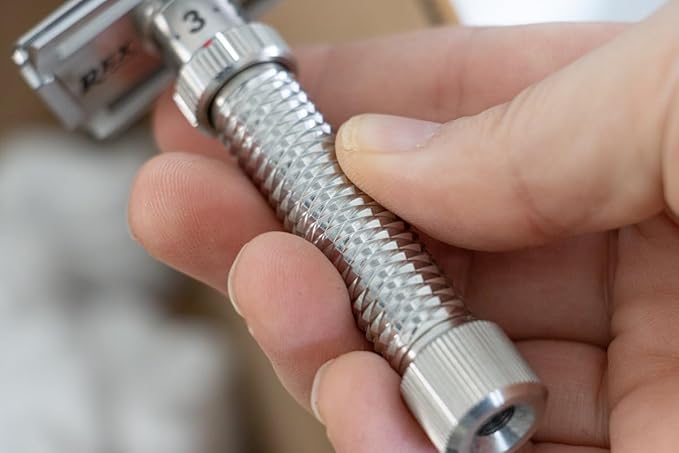 Rex Supply Co. Konsul Adjustable Slant Safety Razor – Stainless Steel Double Edge Razor with Diamond Grip | Customizable Shaving Precision | Made in USA | Wet Shaving Essential