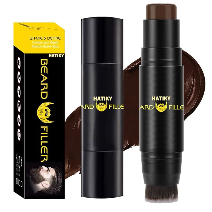 HATIKY Beard Pencil Filler for Men, Dark Brown, Stick - Natural Looking Beard, Moustache & Eyebrows, Long Lasting, Water & Sweat Proof