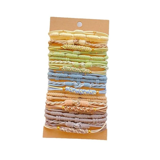 Multistyle Hair Ties Set: Gentle High Elasticity Ponytail Scrunchie Bracelet for Women (24-Heart Buckle Light Colors Set:25, One Size)