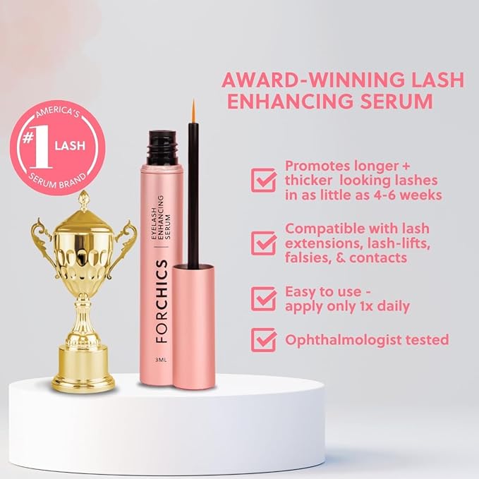 ForChics Lash & Brow Growth Bundle - Complete Eye Makeover Kit - Hormone-Free, Prostaglandin-Free Duo for Longer Lashes & Fuller Brows in 2 Weeks - Natural, Vegan [2x 3mL]
