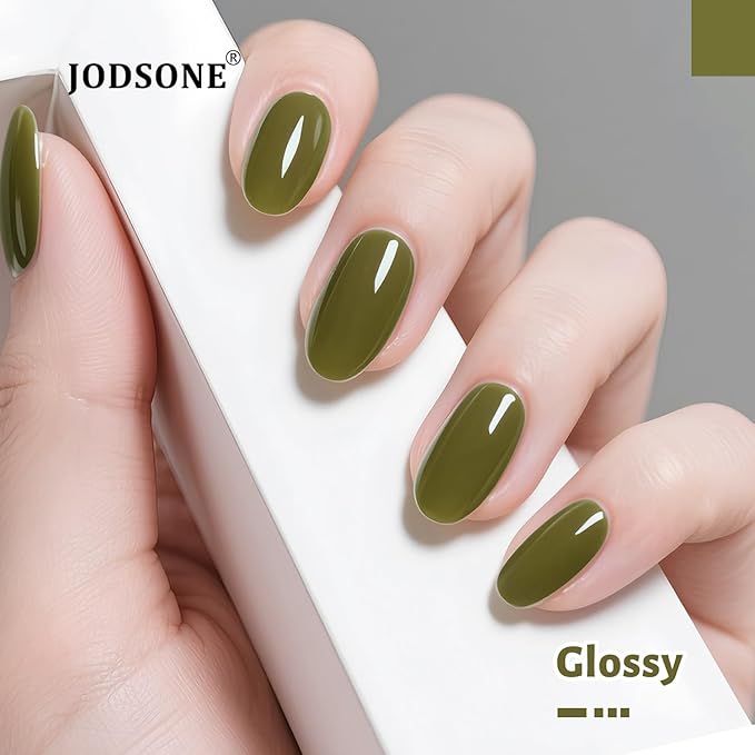 JODSONE Moss Green Gel Nail Polish 10ml LED Gel Polish Olive Green Nail Color Long-Lasting Professional Finish Easy to Apply Low Odor Need U V Lamp Curing