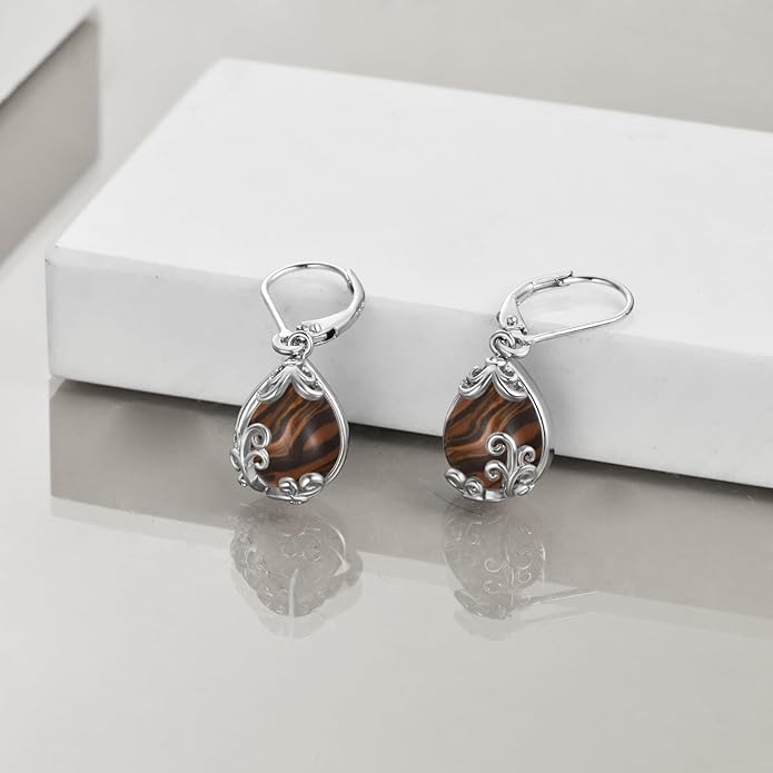 POPLYKE Celtic Filigree Teardrop Drop Dangle Earrings Sterling Silver Leverback Earrings Jewelry for Women