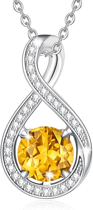 FANCIME Birthstone Necklaces for Women Fine Jewelry Sterling Silver Infinity Pendant Anniversary Birthday Gifts for Her Women Wife Mom Lady Daughter, Chain 16"+2" Extend
