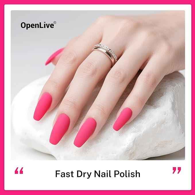 OpenLive 16.5ml Rose Pink Nail Polish Large Volume Quick Dry Nail Polish, Long Lasting Shine, Fingernail Toenail Nail Art DIY Home Travel Nail Art Gift