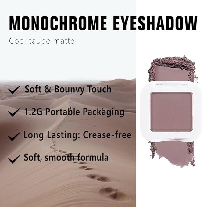 Kaely Taupe Single Eyeshadow Makeup, Blendable Neutral Powder Eye Shadow for Older Women, Lavender Plum Purple Mauve Matte Eyeshadow Palette for Green Eyes Pigmented Waterproof, sombras para ojos, 05