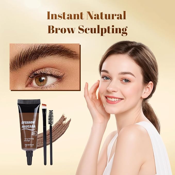 Three Dimensional Eyebrow Dye Cream,Long-lasting Waterproof Smudge-proof Liquid Eyebrow Gel,Thickening Brow Mascara Professional Brow Color Kit (#02)