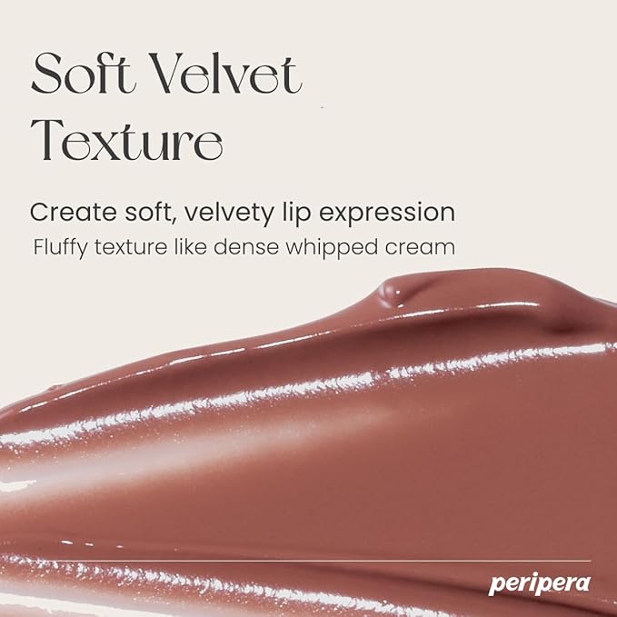 Peripera Ink the Velvet Lip Tint - High Pigment Color, Longwear, Weightless, Gluten-Free, Paraben-Free (043 Caffeine Nude)
