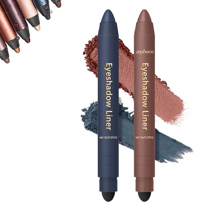 Eyeshadow Stick, Perfect Color Duo-Shadow Liner 2-in-1 Eyeliner & Eye Shadow Stick, Easily Blendable & Buildable, Waterproof, Creamy Easy-Glide, For Effortless Smoky Or Natural Eye Makeup(02+05)