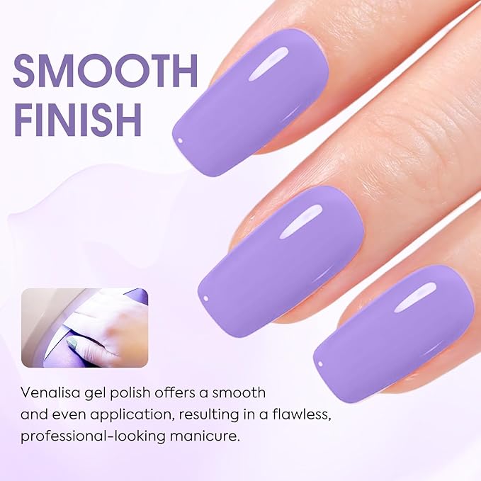 VENALISA Purple Gel Nail Polish 1 Pcs 12ml Purple Color Gel Polish Soak Off UV Salon Manicure DIY at Home Nail Art For Girls Women