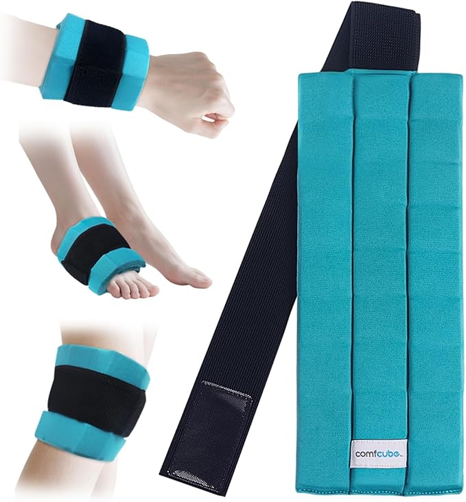 Comfcube Ice Pack for Injuries, Reusable 2 Hours Long Lasting Flexible Cold Ice Pack Wrap for Swelling, Bruises, Sprain, Joint and Muscle Pain Relief, for Ankle, Wrist, Elbow & More Green