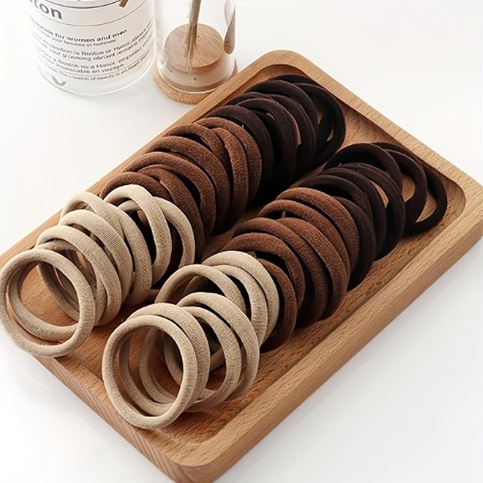 100Pcs Black Onyx Hair Ties – Soft Cotton Seamless Hair Elastics for Thick or Thin Hair, No Snag, Dent-Free, Break-Resistant, Sports & Daily Use, All Ages