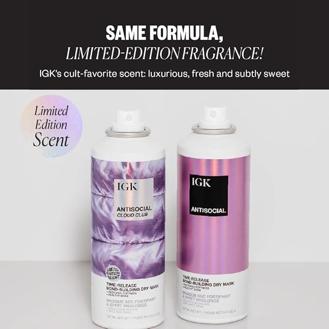 IGK Antisocial Bond-Building Hair Mask | Leave-In Dry Treatment, Repairs + Softens + Adds Shine | Vegan & Cruelty Free | 5 oz