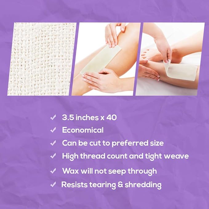Satin Smooth Natural Muslin Waxing Strips – Muslin Roll, Cloth Wax Roll for Body & Face Hair Removal, 3.5 in x 40 yards