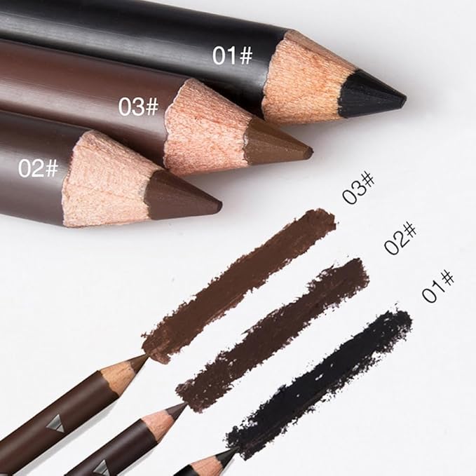 6Pcs Brow Pencil Set with Sharpener– Wooden Hard-Core Eyebrow Pencils, Perfect for Eye Brows & Eyeliner, Waterproof & Sweat-Proof for Beginner makeup (Black+3*Dark Brown+2*Brown, Pack of 6)