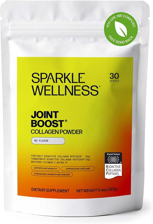 Sparkle Wellness FORTIGEL & TENDOFORTE Collagen Peptides | Collagen Powder with Calcium Ascorbate Vitamin C to Support Joint Mobility, Tendon & Ligament Health | Joint Boost (No Flavor) [30-Serves]
