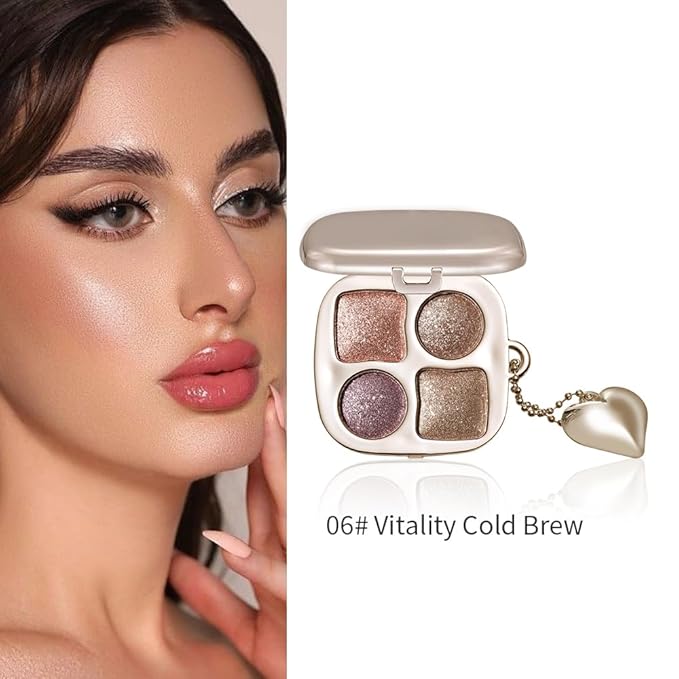Eyeshadow Palette Multi-Finish , Matte Shimmer Metallic Eye Brightening Palette with Silky Smooth Powder, Fine Shimmer Duochrome Sparkle, Long-Lasting Blendable Shadows for Aegyo-Sal Highlight-6#