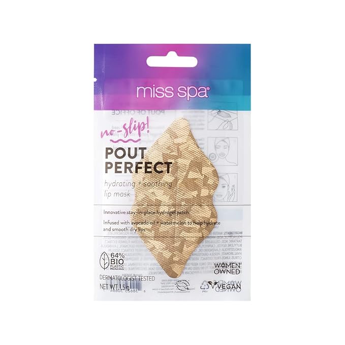 MISS SPA Lip Mask, Hydrating & Soothing Lip Mask, Gold Hydrogel Lip Treatment Mask, Moisturizing Anti-Aging Anti Wrinkle, Stay in Place, Skin Care Mask Dry Lips, 4 Pack