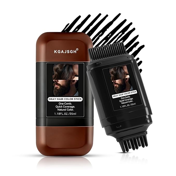 KGAJSGH Gray Hair Color Stick, Portable Touch-Up Pen, Hair Color Comb For Men & Women, Instant Coverage for White Hair & Beard, Quick-Dry & Non-Fading