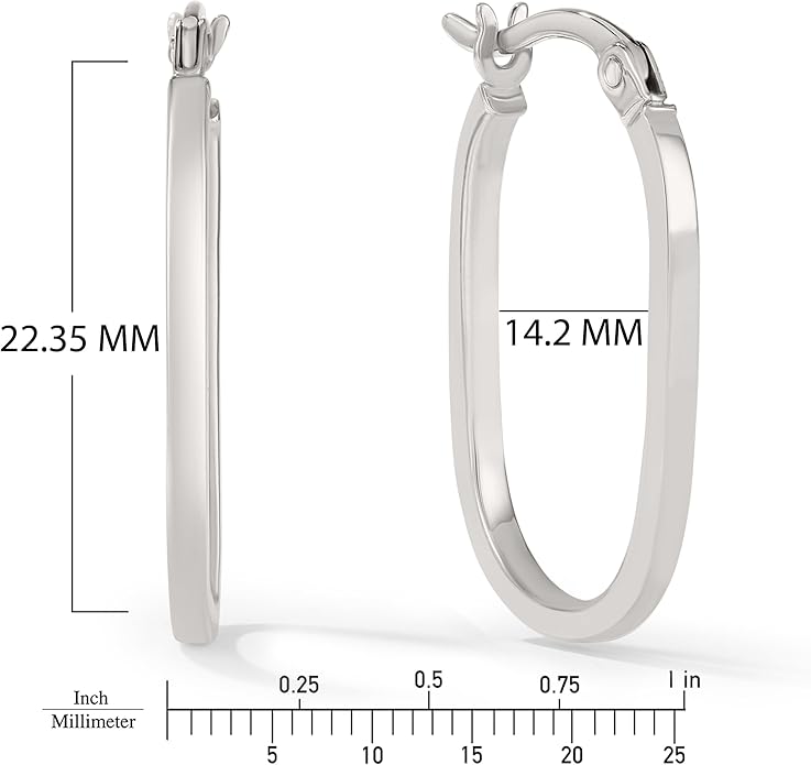 Gold Oval Tube Hoop Earrings for Women – High Polish Finish, Lightweight Hollow Design, 10K or 14K Real Gold