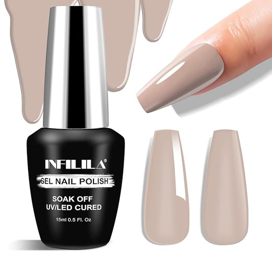 NXJ INFILILA Brown Gel Nail Polish, 15ml 0.51oz Fall Nail Polish Gel One-Stroke Coloring, Hema Free Color High Gloss Soak Off UV Manicure Salon DIY for Girls SQ010