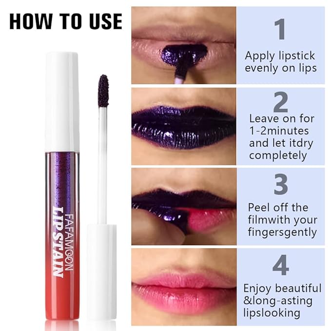FAFAMOON Neutral Brown Peel Off Lip Stain Tints, Liquid Lipstick Lip Stain Long Lasting Waterproof for Women, Non-stick Cup Lipstick Peel Off Highly Pigmented Not Faded Smudge-proof Easy to Apply, 04#