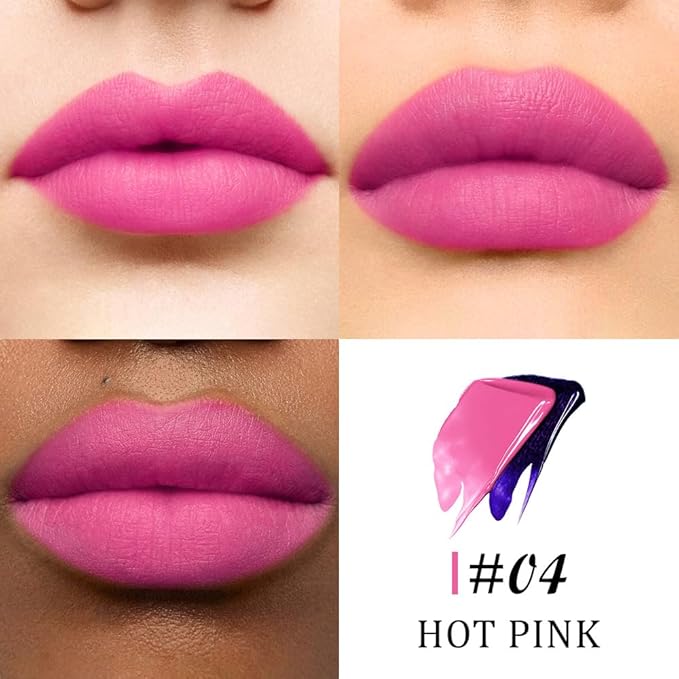 evpct Hot Pink Peel Off Lip Stain Tints with Tweezer, Matte Lipstick Lip Stain Gloss Long Lasting Waterproof for Women, Non-stick Cup Lipstick Peel Off High Pigmented 24 Hrs Original Lips Stains, 04