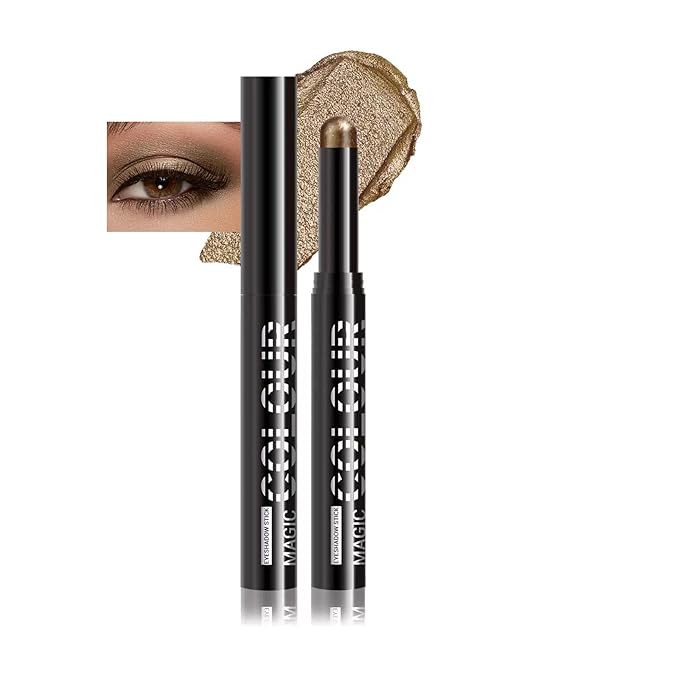 Waterproof Instant Set Shimmer Cream Eyeshadow Stick, Creamy Texture, Long-Lasting, Glitter Boosted, Perfect for Beginners & Models, Multiple Shades Available (09#)
