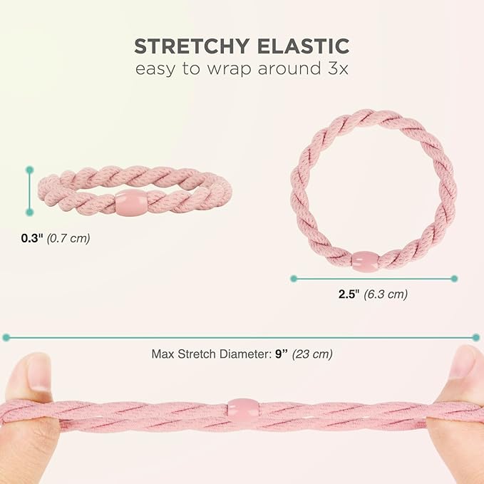12 pcs Assorted Elastic Hair Ties, No-Metal Gentle Secure Hold Ponytail Holders, No Damage or Snagging Braided Hair Bands, Perfect for Girls and Women with Thick or Curly Hair (Multicolor 18)