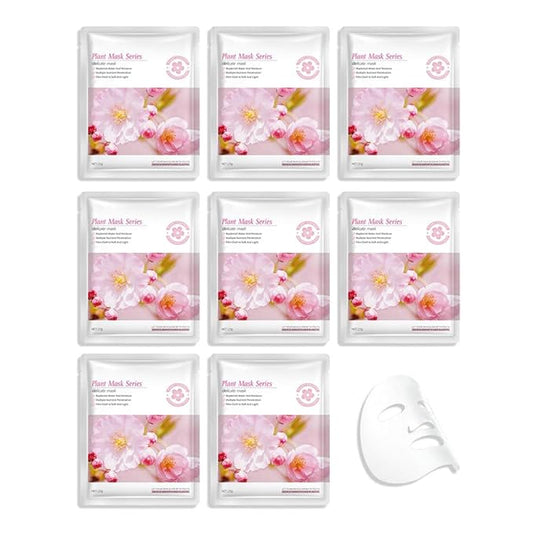 CAKAILA 8 Pack Cherry Blossom Face Mask,Pink Face Masks Spa Day kit Supplies for Women,Sheet Facial Mask Skincare for Kids Gifts Set,Hydrate Nourish Soothe for All Skin Types,Spa Party Favors