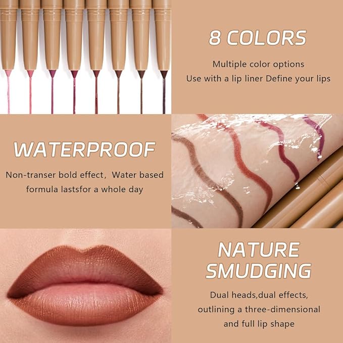 Waterproof Matte Lip Liner Pencil with Silicone Smudger – Long-Lasting Retractable Velvet Crayon, Vegan & Cruelty-Free, Define & Sculpt Lips for Work, Date, Party & Travel (05#, pack of 1)