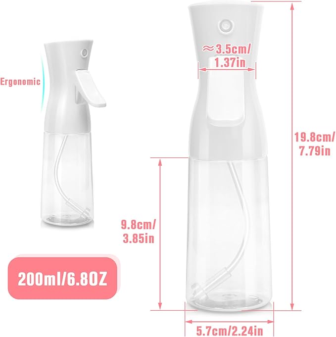 Apidgrowth Continuous Spray Bottle,Hair Spray Bottle,Plants Water Spray Mist Bottle,Ultra-Fine Spray Bottle for Hair,Skincare, Plant Care, Pet Grooming, Cleaning,2 Pcs (6.8 oz White)-Christmas