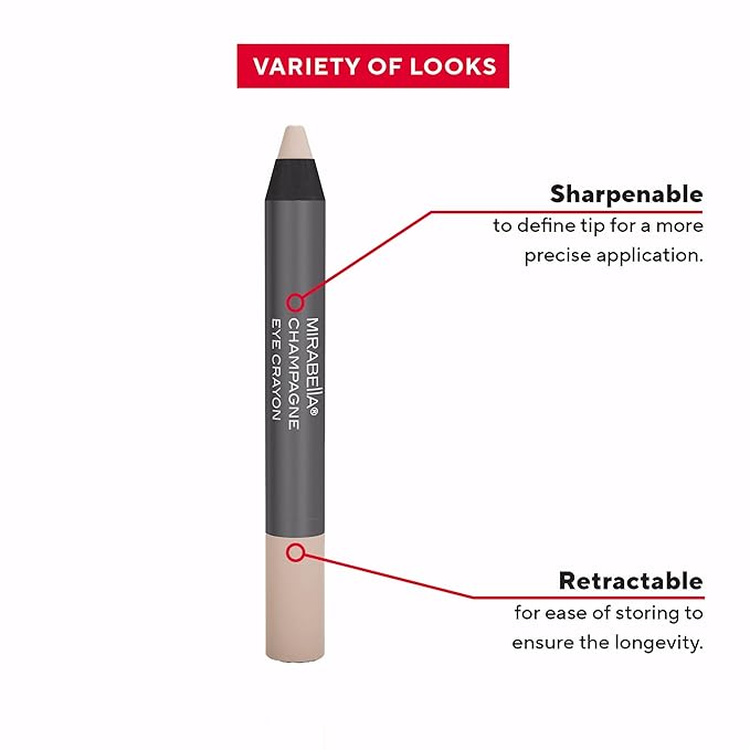 Mirabella Eye Crayon Jumbo Waterproof Eyeliner Pencil, Ultra-Creamy and Highly Pigmented Eyeshadow Stick Glides Smoothly and Blends Effortlessly, Offers All-Day Wear and Smoky Looks, Champagne