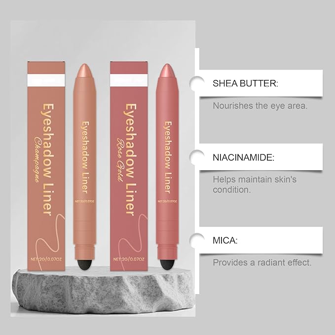 Eyeshadow Stick, Perfect Color Duo-Shadow Liner 2-in-1 Eyeliner & Eye Shadow Stick, Easily Blendable & Buildable, Waterproof, Creamy Easy-Glide, For Effortless Smoky Or Natural Eye Makeup(06+03)