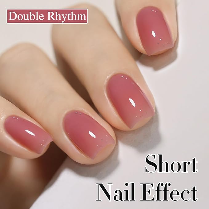 Double Rhythm Gel Polish 15ML Jelly Sheer Pastel Light Milky Color Pearl White Bottle 1 PC 0.5 OZ Full Size Nail Art Salon at Home (Rose Purple-D1373)