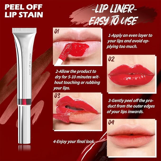 evpct Orange Coral Lip Stains Peel off, Peel off Lip Liner Tattoo Lip Stain Tint Gloss Marker Makeup, Long Lasting Waterproof 24 Hours Matte Finish Transfer-proof Pigmented Color Stay Lipsticks, 115#