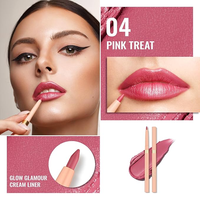 Oulac Waterproof Lipliner Pencil Set - Smooth and Creamy, Retractable Lip Makeup for Precision Application, Vegan & Cruelty-Free