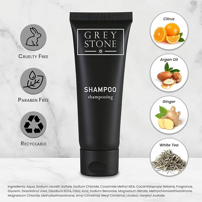 LodgMate Grey Stone Hotel Shampoo Tubes, Travel Size Bulk Amenities, 1 oz, Case of 150