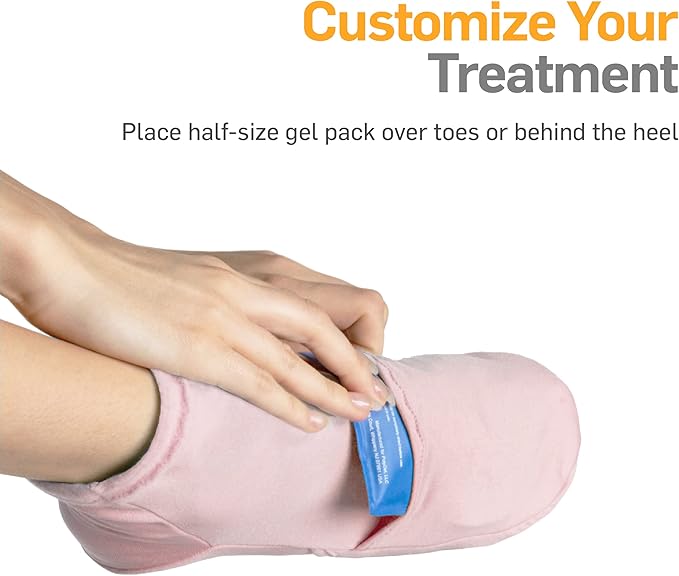 NatraCure Pink Cold Therapy Socks - Reusable Gel Ice Frozen Slippers for Feet, Arthritis, Neuropathy, Plantar Fasciitis, Post Partum Foot - Size: Large